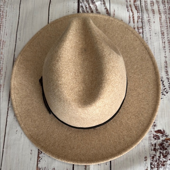 Classic Tan Wool Blend Wide Brimmed Fedora Hat - Picture 7 of 15